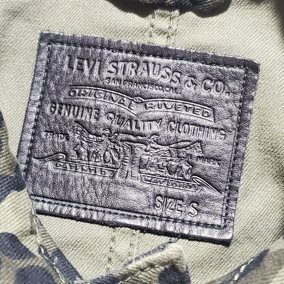 LEVIS ENGINEER JACKET SIZE SMALL MEN'S CHEETAH LEOPARD OLIVE GREEN BLACK - Picture 11 of 14